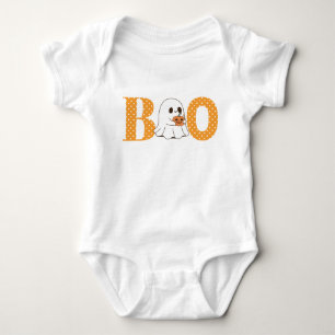 Ghost With Pumpkin Boo Baby First Halloween  Bodysuit