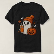 Ghost with Pumpkin Spice Drink Design