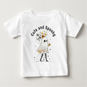 Ghost with Sunflowers Cute and Spooky Halloween Baby T-Shirt