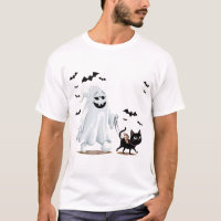 ghost with walking dog halloween