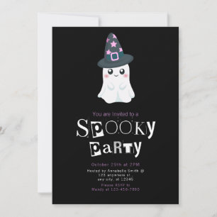 Ghost Wizard Stars Modern Minimalist Halloween Invitation