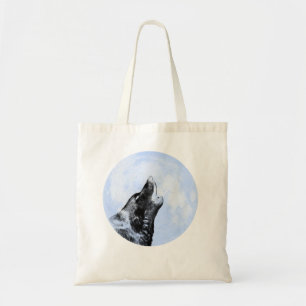 Ghost wolf howling at the moon tote bag