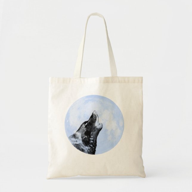 Ghost wolf howling at the moon tote bag (Front)