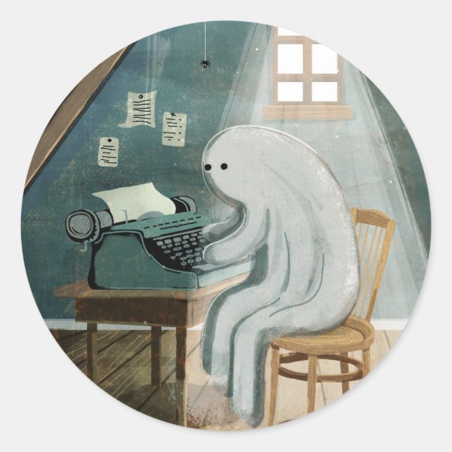 Ghost Writer Classic Round Sticker (Front)