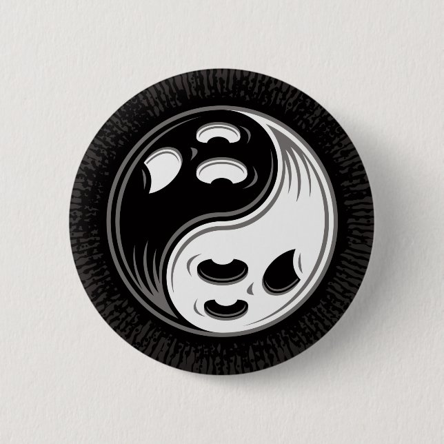 Ghost Yin Yang Black and White 6 Cm Round Badge (Front)