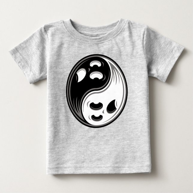 Ghost Yin Yang Black and White Baby T-Shirt (Front)