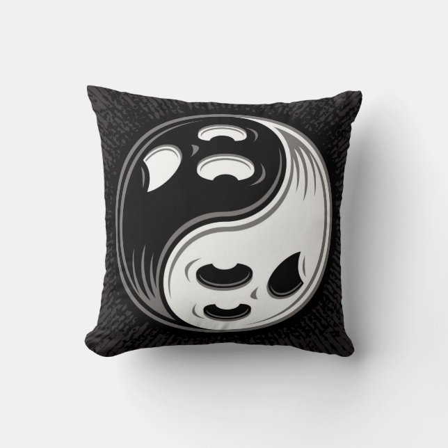 Ghost Yin Yang Black and White Cushion (Front)