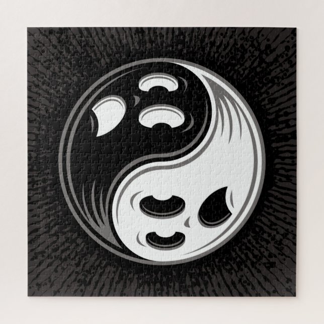 Ghost Yin Yang Black and White Jigsaw Puzzle (Vertical)