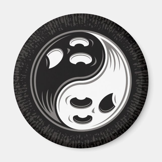 Ghost Yin Yang Black and White Magnet (Front)
