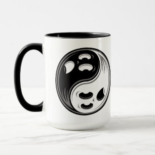 Ghost Yin Yang Black and White Mug