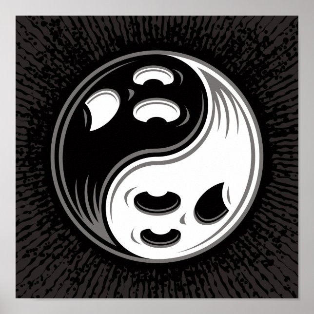 Ghost Yin Yang Black and White Poster (Front)