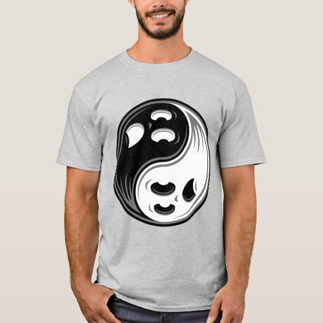 Ghost Yin Yang Black and White T-Shirt (Front)