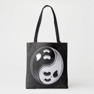 Ghost Yin Yang Black and White Tote Bag