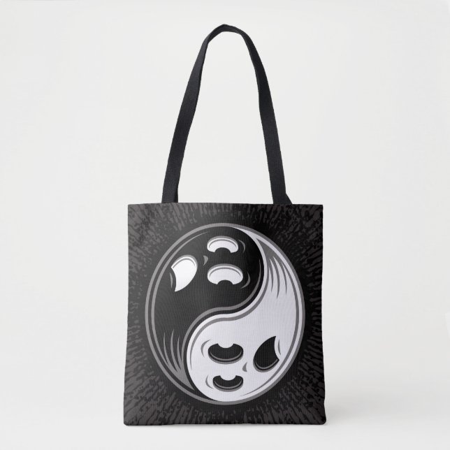 Ghost Yin Yang Black and White Tote Bag (Front)
