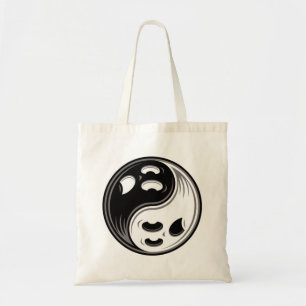 Ghost Yin Yang Black and White Tote Bag