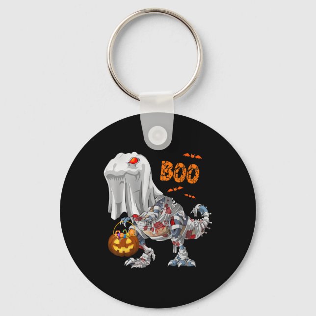 Ghost Zombie Mummy Dinosaur Funny Boo Halloween Pu Key Ring (Front)