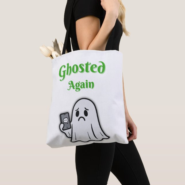 Ghosted Again – Sad Ghost Tote Bag (Close Up)