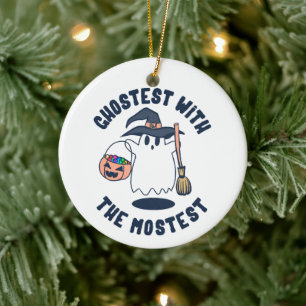 Ghostest Funny Spooky Witch Ceramic Ornament