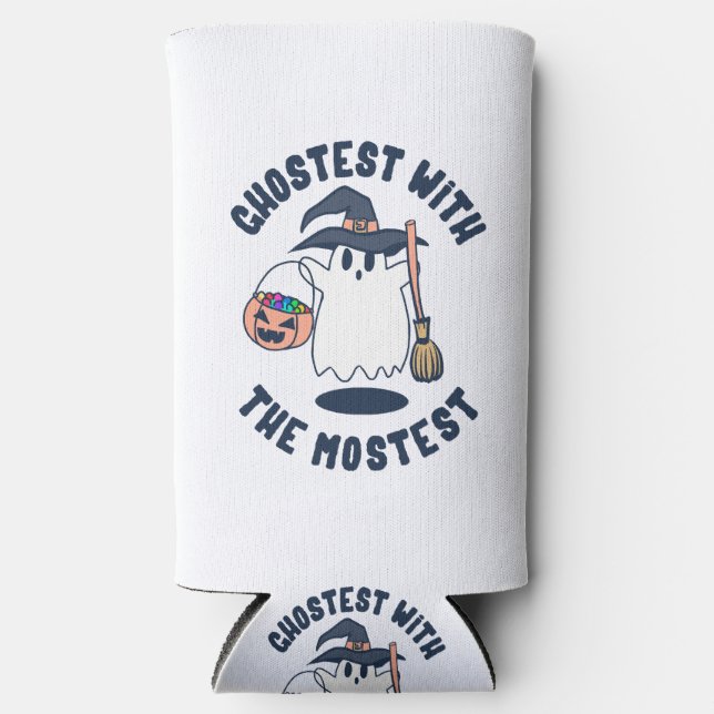Ghostest Funny Spooky Witch Seltzer Can Cooler (Front)