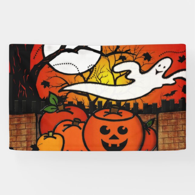 Ghostie Whimsical Halloween Banner (Horizontal)