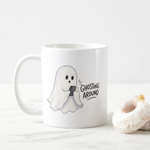 Ghosting Around Funny Halloween Illustration Coffee Mug