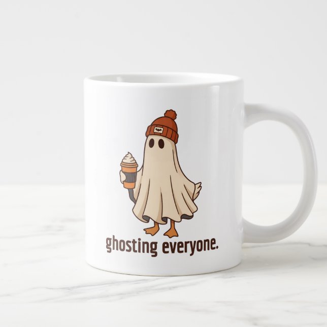 Ghosting Everyone Ghost Goose, Coffee Lover Gift Large Coffee Mug (Right)