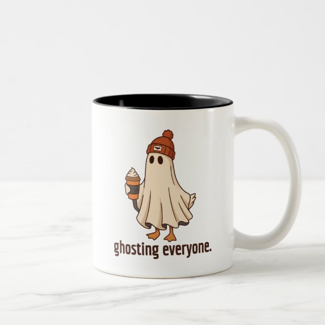 Ghosting Everyone Ghost Goose, Coffee Lover Gift Two-Tone Coffee Mug (Right)