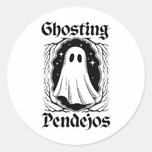 Ghosting Pendejos Funny Mexican Ghost Halloween Co Classic Round Sticker