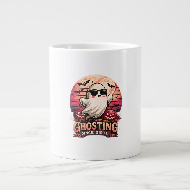Ghosting Since Birth Funny Halloween Ghost Coffee  Large Coffee Mug (Front)