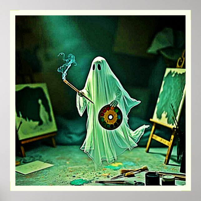 Ghostly Artist's Eerie Masterpiece Poster (Front)