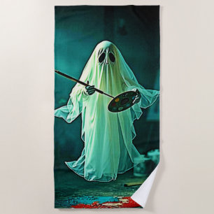 Ghostly Artist's Studio Design Beach Towel