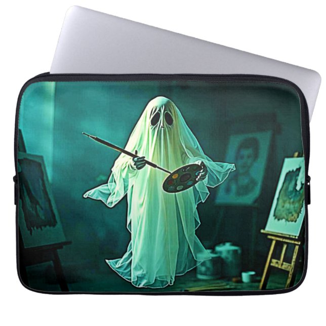 Ghostly Artist's Studio Design Laptop Sleeve (Front)