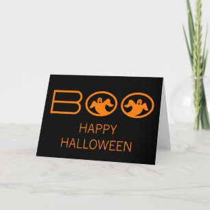 Ghostly Boo Halloween Card, Black and Orange Card