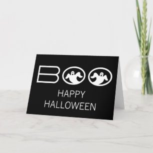 Ghostly Boo Halloween Card, Black and White Card