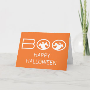 Ghostly Boo Halloween Card, Orange and White Card