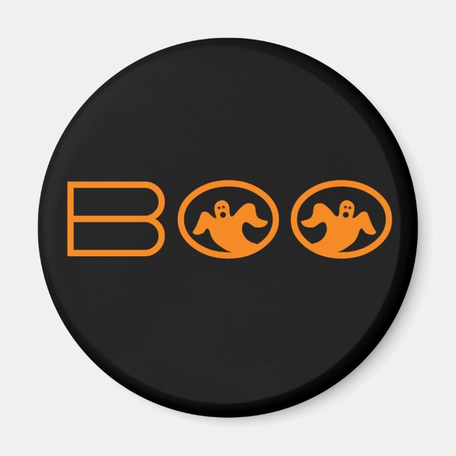 Ghostly Boo Halloween Magnet, Black and Orange Magnet (Front)