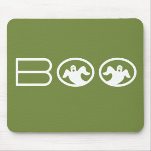Ghostly Boo Mousepad, Green and White Mouse Pad