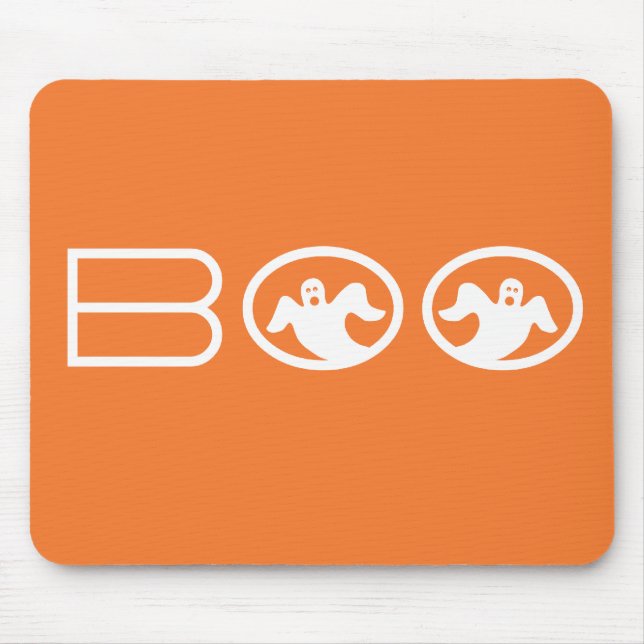 Ghostly Boo Mousepad, Orange and White Mouse Pad (Front)