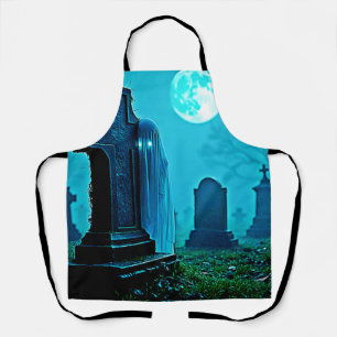 Ghostly Figure in a Graveyard Design Apron