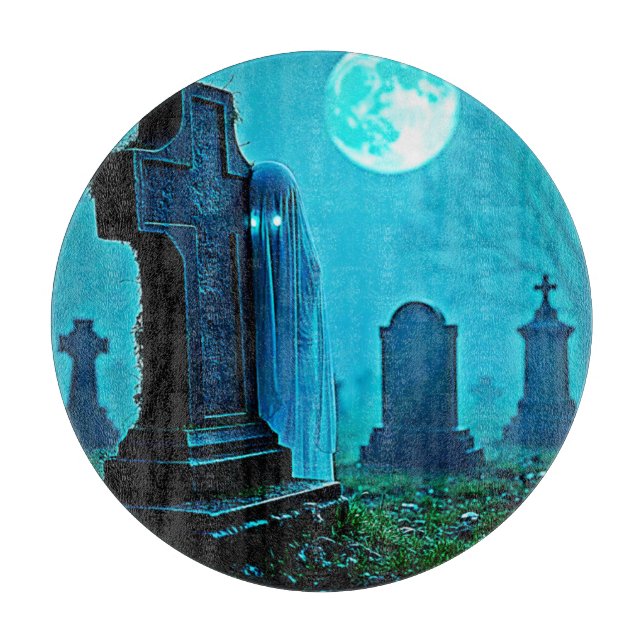Ghostly Figure in a Graveyard Design Cutting Board (Front)