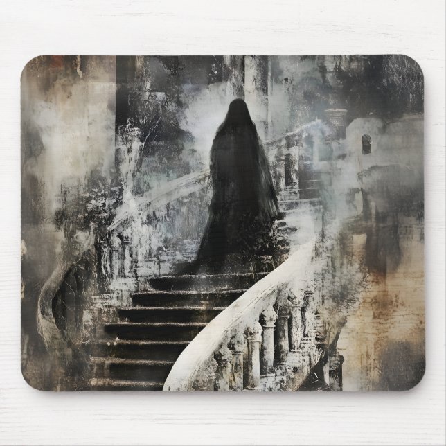 Ghostly Figure on the Stairs 3 Supernatural Occult Mouse Pad (Front)