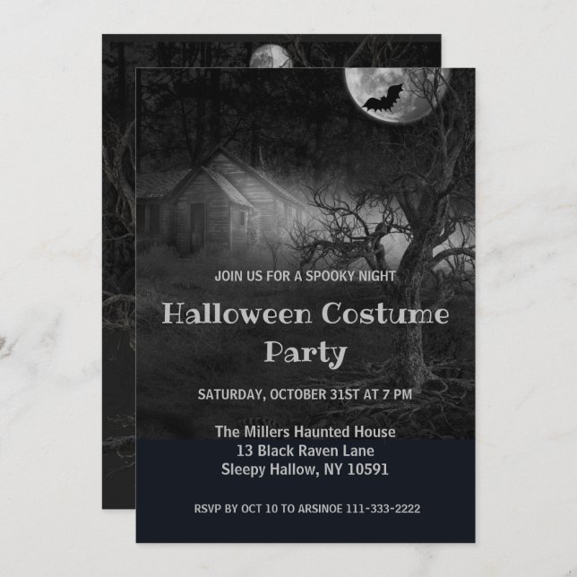 Ghostly Forest Halloween Party Invitation (Front/Back)
