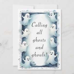 Ghostly Frame Design Halloween Spirits Border Invitation