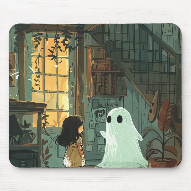 Ghostly Friend Mouse Pad (Front)