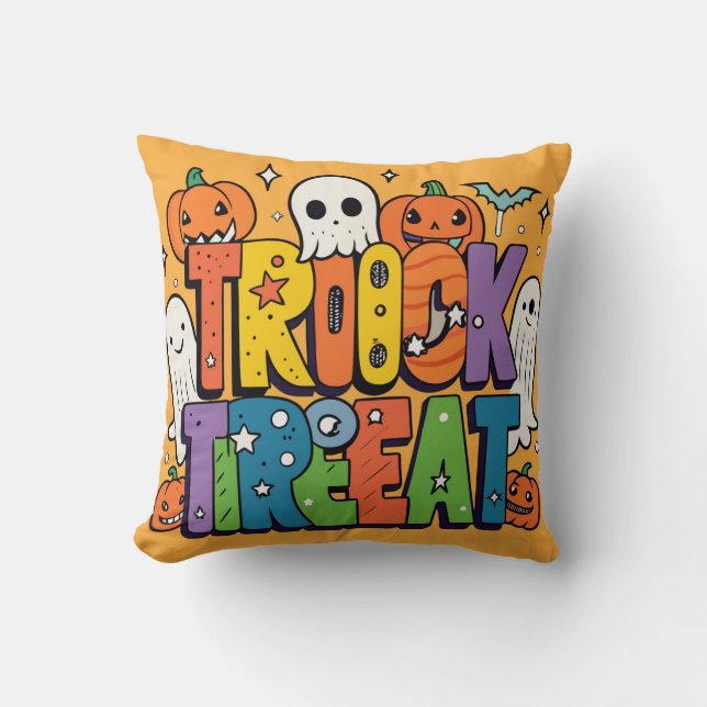 Ghostly Fun Halloween Vibes Vector Art Cushion (Front)