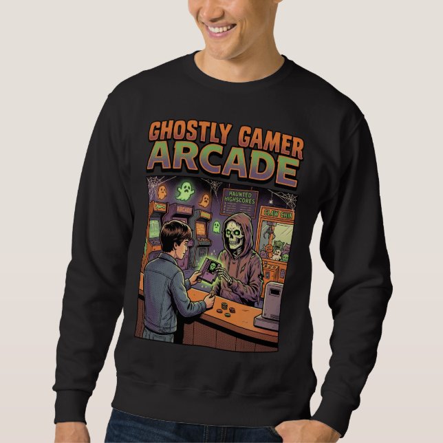 Ghostly Gamer Arcade Horror Sweatshirt (Front)