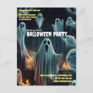 Ghostly Gathering Halloween Spooky Haunted House  Postcard