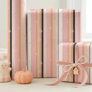Ghostly Ghosts Pastel Stripe Pattern ID1330 Wrapping Paper