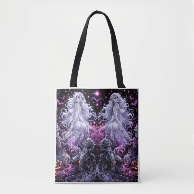 Ghostly Glam Halloween Tote Bag (Front)