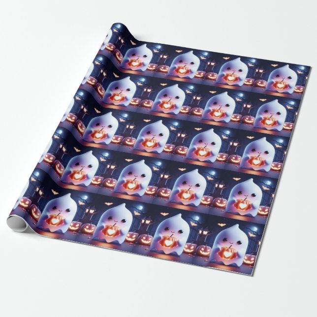Ghostly Glow Wrapping Paper (Unrolled)